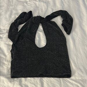 Bar III, Black Glitter Women's Halter Top. Size M